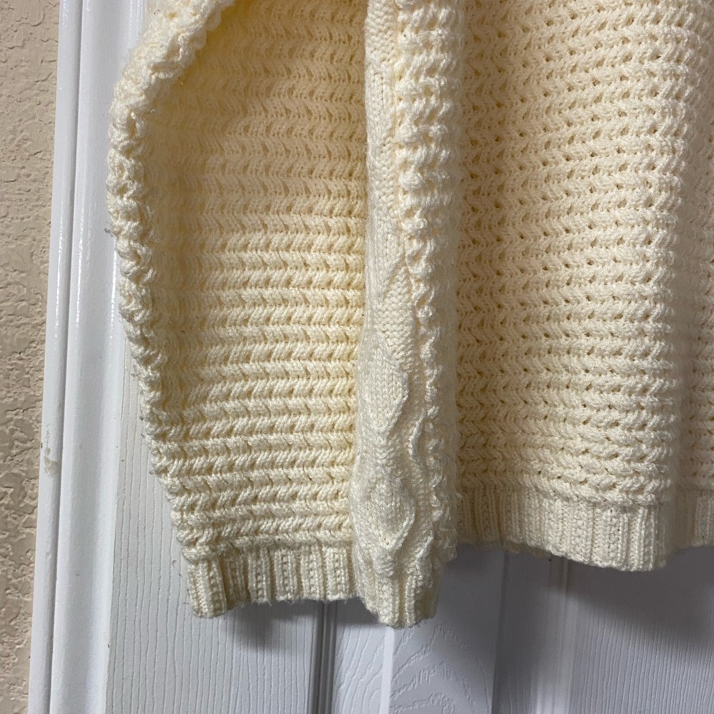 Vintage Baxter & Wells Size Large Ivory Cream Cable Knit Crew Neck Sweater - Picture 14 of 14